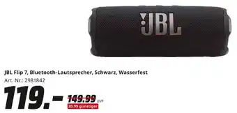 MediaMarkt JBL Flip 7, Bluetooth-Lautsprecher, Schwarz, Wasserfest Angebot