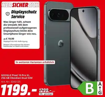 MediaMarkt GOOGLE Pixel 10 Pro XL 256 GB Obsidian Dual SIM Angebot