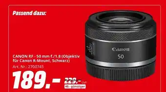 MediaMarkt Canon canon rf - 50 mm f./1.8 (objektiv für canon r-mount, schwarz) Angebot