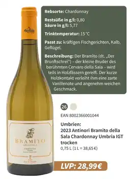 E-Center Antinori 2023 antinori bramito della sala chardonnay umbria igt trocken Angebot