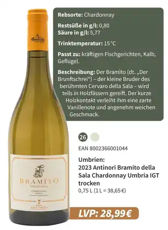 E-Center Antinori 2023 antinori bramito della sala chardonnay umbria igt trocken Angebot