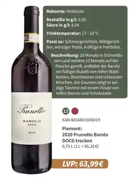 E-Center 2020 prunotto barolo docg trocken Angebot