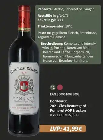 E-Center 2021 clos beauregard – pomerol aop trocken Angebot