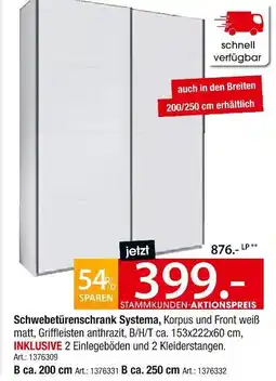 Zurbrüggen Schwebetürenschrank systema Angebot