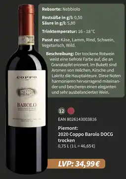E-Center 2020 coppo barolo docg trocken Angebot