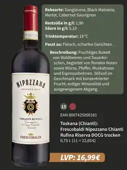 E-Center Frescobaldi toskana (chianti): frescobaldi nipozzano chianti rufina riserva docg trocken Angebot