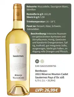E-Center Mouton cadet 2022 réserve mouton cadet sauternes pays d’oc süß Angebot