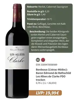 E-Center Baron edmond de rothschild les allees de clarke pdo trocken Angebot