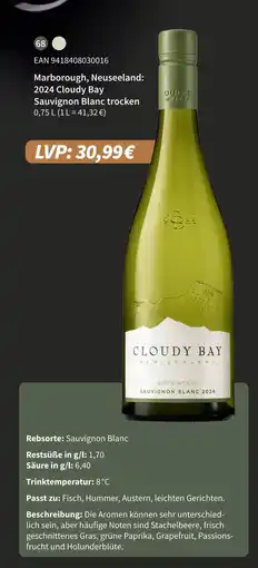 E-Center 2024 cloudy bay sauvignon blanc trocken Angebot