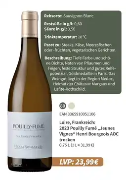 E-Center Henri bourgeois 2023 pouilly fumé „jeunes vignes“ aoc trocken Angebot