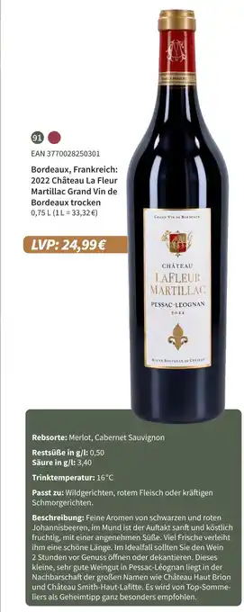 E-Center 2022 château la fleur martillac grand vin de bordeaux trocken Angebot