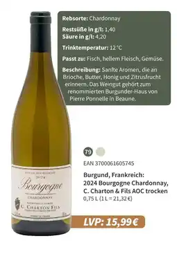 E-Center C. charton & fils 2024 bourgogne chardonnay Angebot