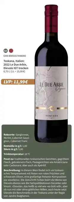 E-Center Dievole le due arbie, 2022 Angebot