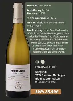 E-Center 2022 chanson montagny blanc 1. cru trocken Angebot