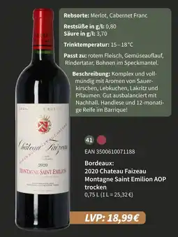 E-Center Bordeaux: 2020 chateau faizeau montagne saint emilion aop trocken Angebot
