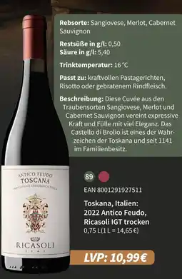 E-Center Ricasoli 2022 antico feudo, ricasoli igt trocken Angebot