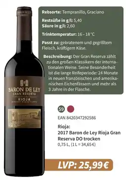 E-Center Baron de ley 2017 baron de ley rioja gran reserva do trocken Angebot