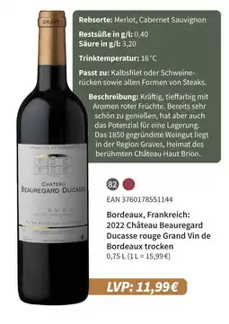 E-Center 2022 château beauregard ducasse rouge grand vin de bordeaux trocken Angebot