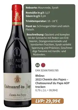 E-Center 2023 chemin des papes – chateauneuf du pape aop trocken Angebot