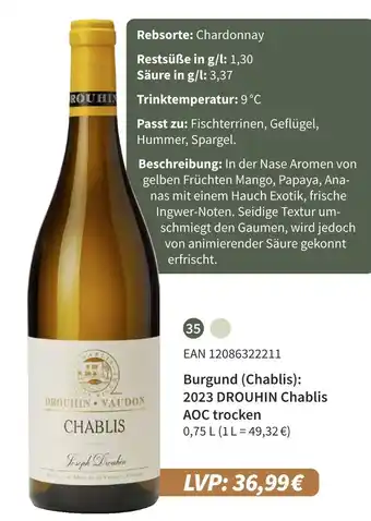 E-Center Drouhin vaudon 2023 drouhin chablis aoc trocken Angebot