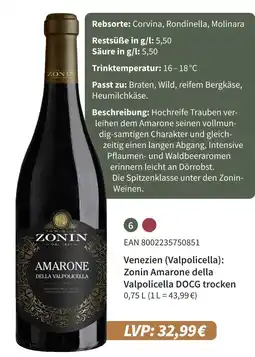 E-Center Zonin amarone della valpolicella docg trocken Angebot