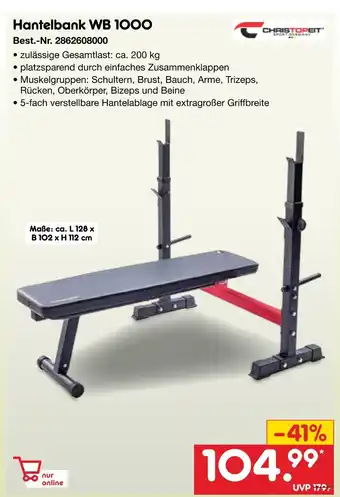 Netto Marken-Discount Christopeit sport germany hantelbank wb 1000 Angebot