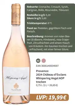 E-Center 2024 château d’esclans whispering angel aop trocken Angebot