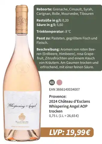 E-Center 2024 château d’esclans whispering angel aop trocken Angebot