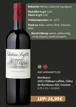 E-Center 2022 château lafitte, côtes de bordeaux aoc trocken Angebot