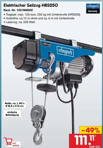 Netto Marken-Discount Scheppach elektrischer seilzug hrs25o Angebot