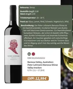 E-Center Peter lehmann barossa shiraz valley trocken Angebot