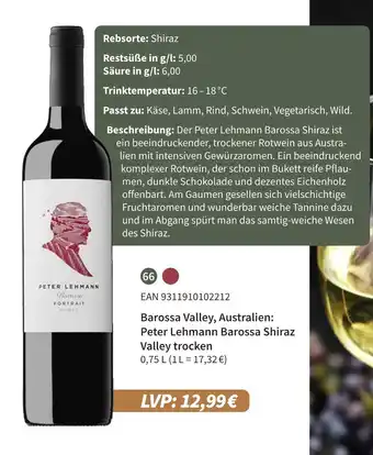 E-Center Peter lehmann barossa shiraz valley trocken Angebot