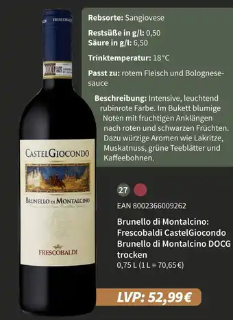 E-Center Frescobaldi brunello di montalcino: frescobaldi castelgiocondo brunello di montalcino docg trocken Angebot