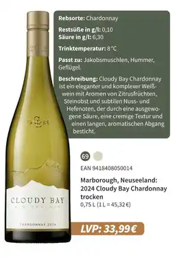 E-Center 2024 cloudy bay chardonnay trocken Angebot