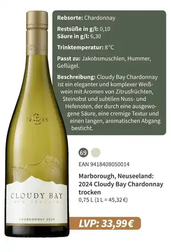 E-Center 2024 cloudy bay chardonnay trocken Angebot