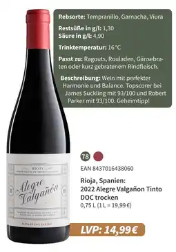 E-Center 2022 alegre valgañón tinto doc trocken Angebot