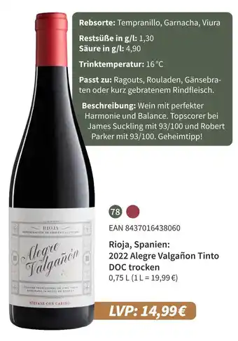 E-Center 2022 alegre valgañón tinto doc trocken Angebot