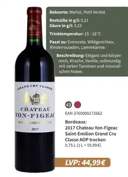 E-Center 2017 chateau yon-figeac saint-emilion grand cru classe aop trocken Angebot