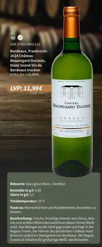 E-Center 2024 château beauregard ducasse, blanc grand vin de bordeaux trocken Angebot