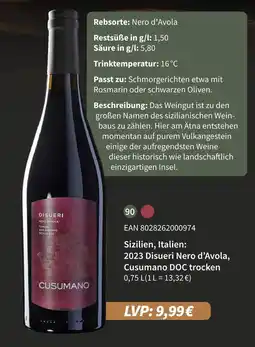 E-Center Cusumano 2023 disueri nero d’avola Angebot