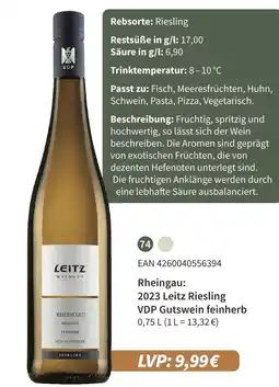 E-Center Leitz 2023 leitz riesling vdp gutswein feinherb Angebot