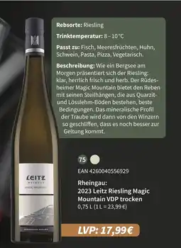 E-Center Leitz 2023 leitz riesling magic mountain vdp trocken Angebot