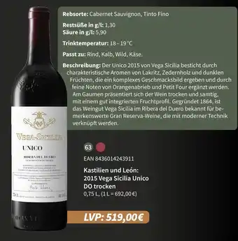 E-Center Vega sicilia 2015 vega sicilia unico do trocken Angebot