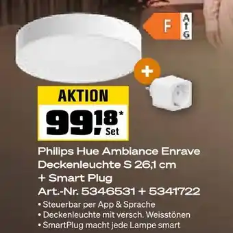 OBI Philips hue ambiance enrave deckenleuchte s 26,1 cm + smart plug Angebot