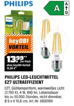 OBI Philips led-leuchtmittel e27 ultraeffizient Angebot