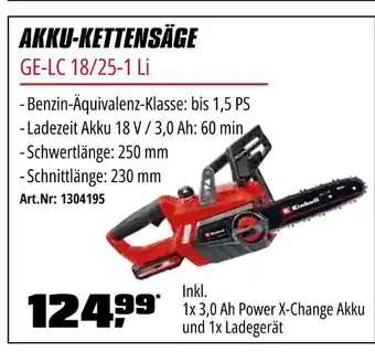 OBI Einhell akku-kettensäge ge-lc 18/25-1 li Angebot