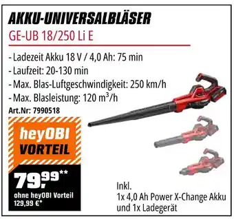 OBI Einhell akku-universalbläser ge-ub 18/250 li e Angebot