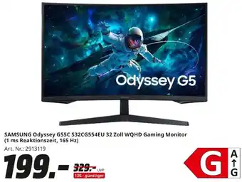 MediaMarkt SAMSUNG Odyssey G55C S32CG554EU 32 Zoll WQHD Gaming Monitor Angebot