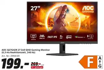 MediaMarkt AOC Q27G4ZR 27 Zoll QHD Gaming Monitor Angebot
