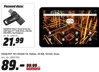 MediaMarkt PEAQ PET 101-H232E-13, Tablet, 32 GB, 10 Zoll, Grau Angebot